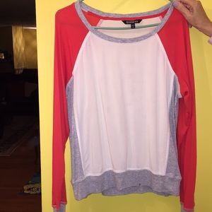Express long sleeve color block shirt